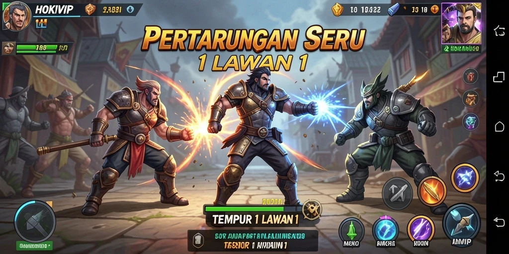 Tampilan antarmuka HOKIVIP dalam pertarungan 1 Lawan 1.