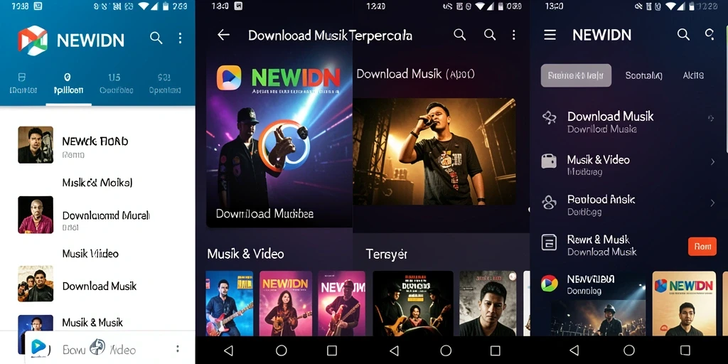 Antarmuka aplikasi NEWIDN untuk Download Musik yang intuitif.