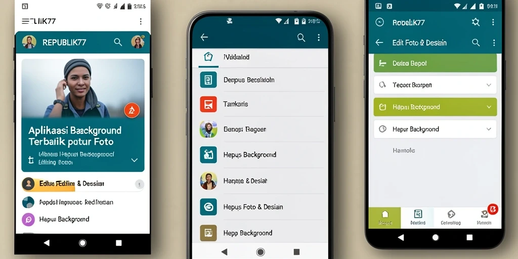 Screenshot utama aplikasi REPUBLIK77 yang menunjukkan fitur Hapus Background.