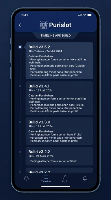 Tampilan riwayat versi purislot